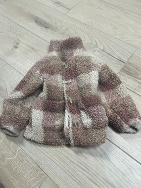 H&M Cream & Brown Plush Teddy Pea Coat for Kids